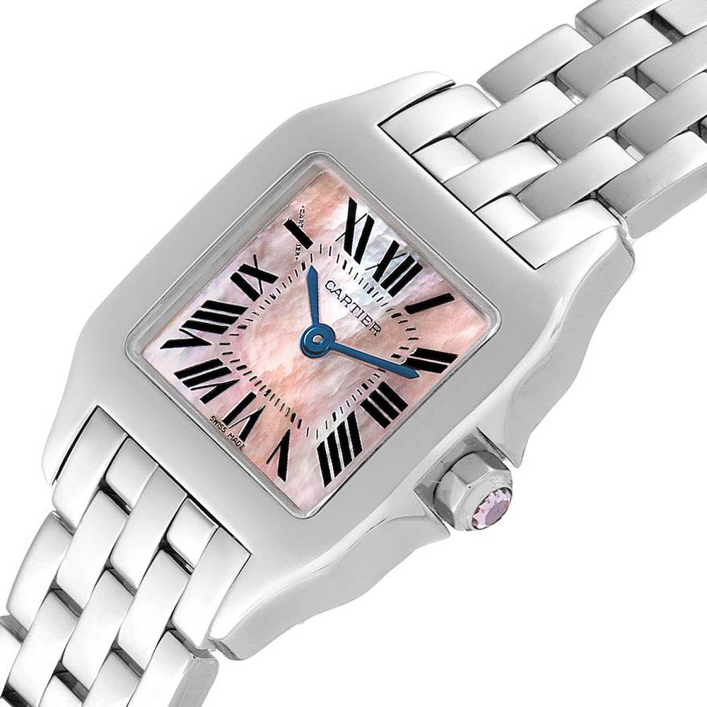 

Cartier MOP Stainless Steel Santos Demoiselle W25075Z5 Women's Wristwatch 20 MM, Pink