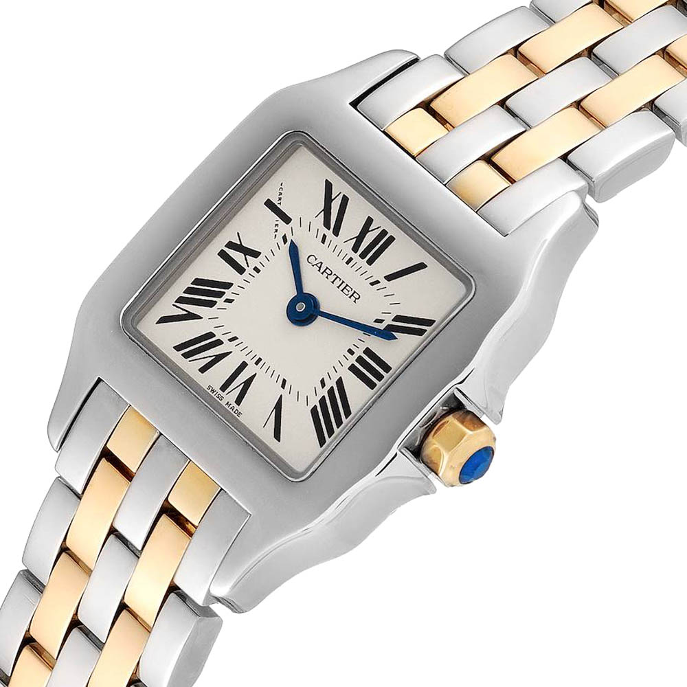 

Cartier Silver 18K Yellow Gold And Stainless Steel Santos Demoiselle W25066Z6 Women's Wristwatch 20 MM