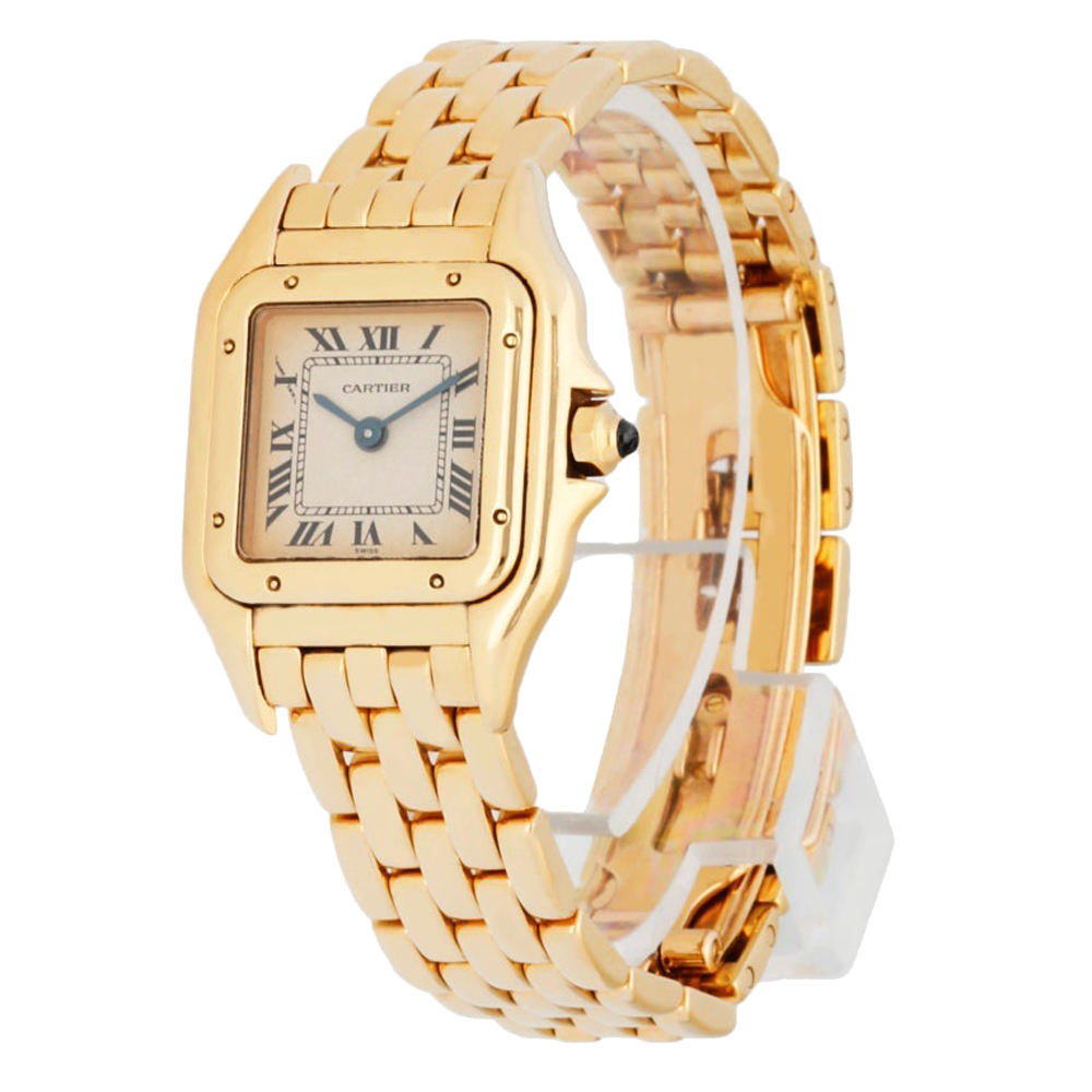 

Cartier Silver 18k Yellow Gold Panthere 107000M Quartz Women's Wristwatch 22 MM