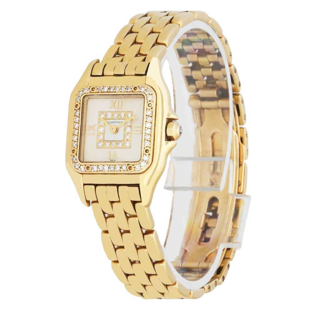 

Cartier MOP Diamonds 18K Yellow Gold Panthere Women's Wristwatch 24 MM, White
