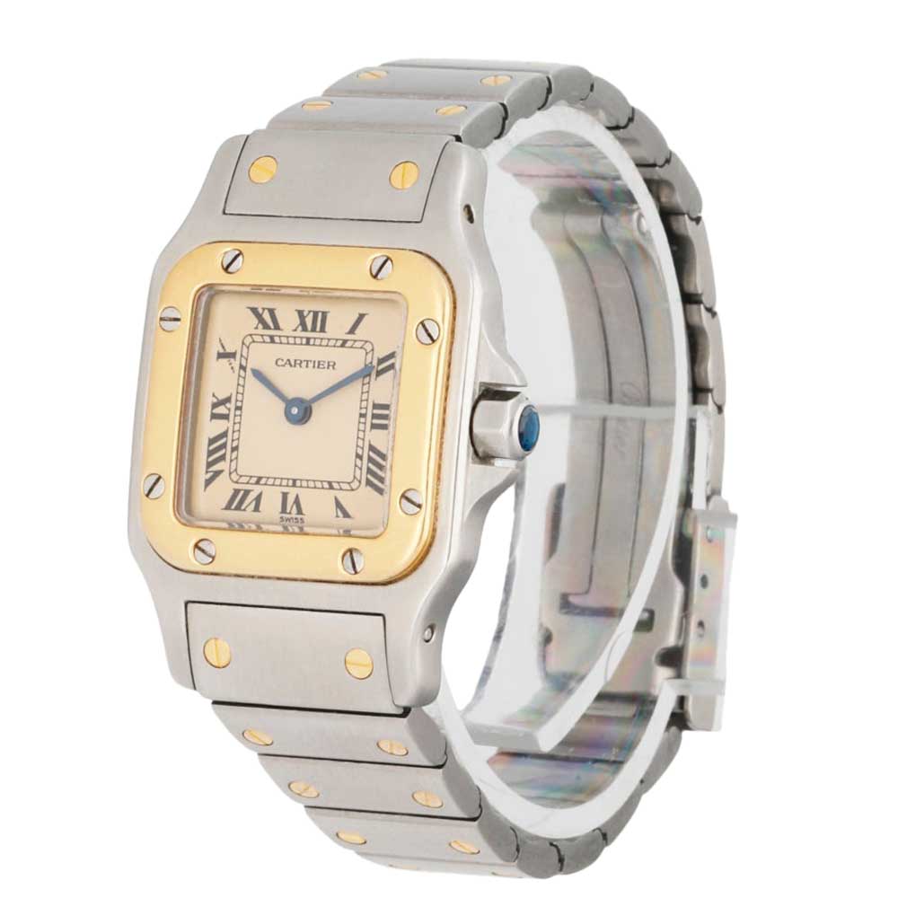 

Cartier Silver 18k Yellow Gold And Stainless Steel Santos Galbee 1567 Women's Wristwatch 24 MM