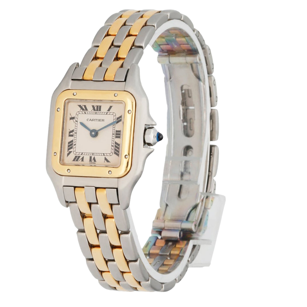 

Cartier Silver 18K Yellow Gold And Stainless Steel Panthere Women's Wristwatch 22 MM