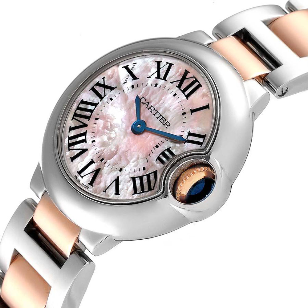 

Cartier Pink MOP 18K Rose Gold And Stainless Steel Ballon Bleu W6920034 Women's Wristwatch 28 MM