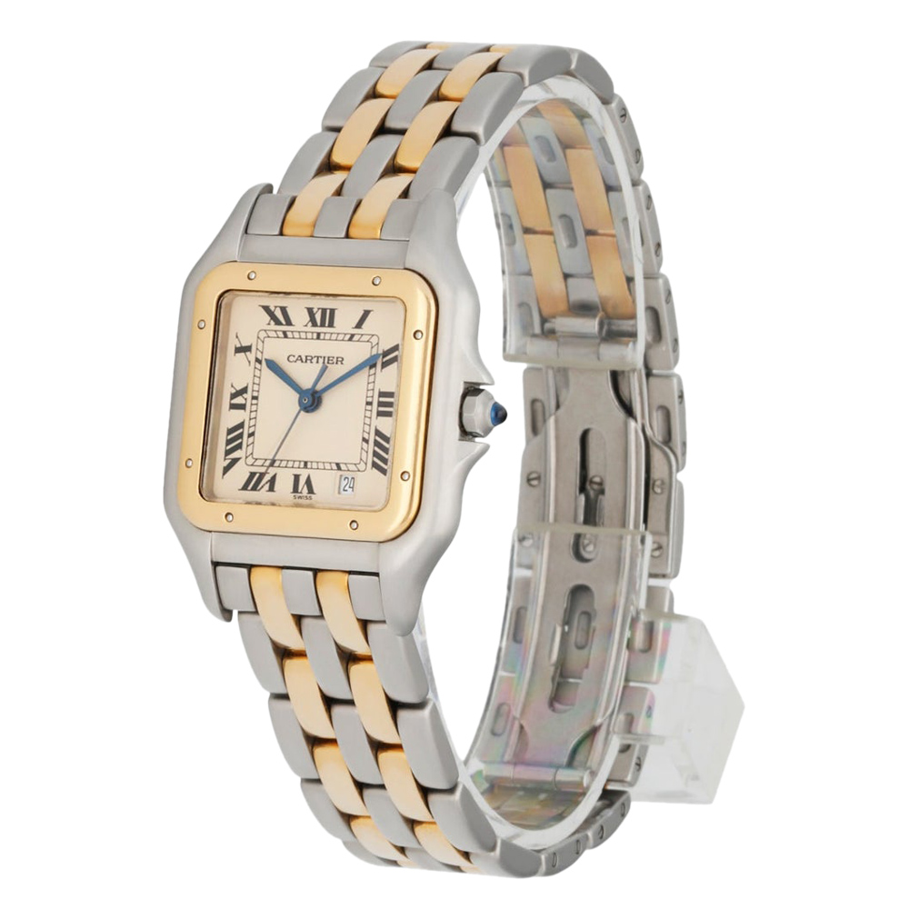 

Cartier Silver 18K Yellow Gold And Stainless Steel Panthere 1100 Women's Wristwatch 27 MM