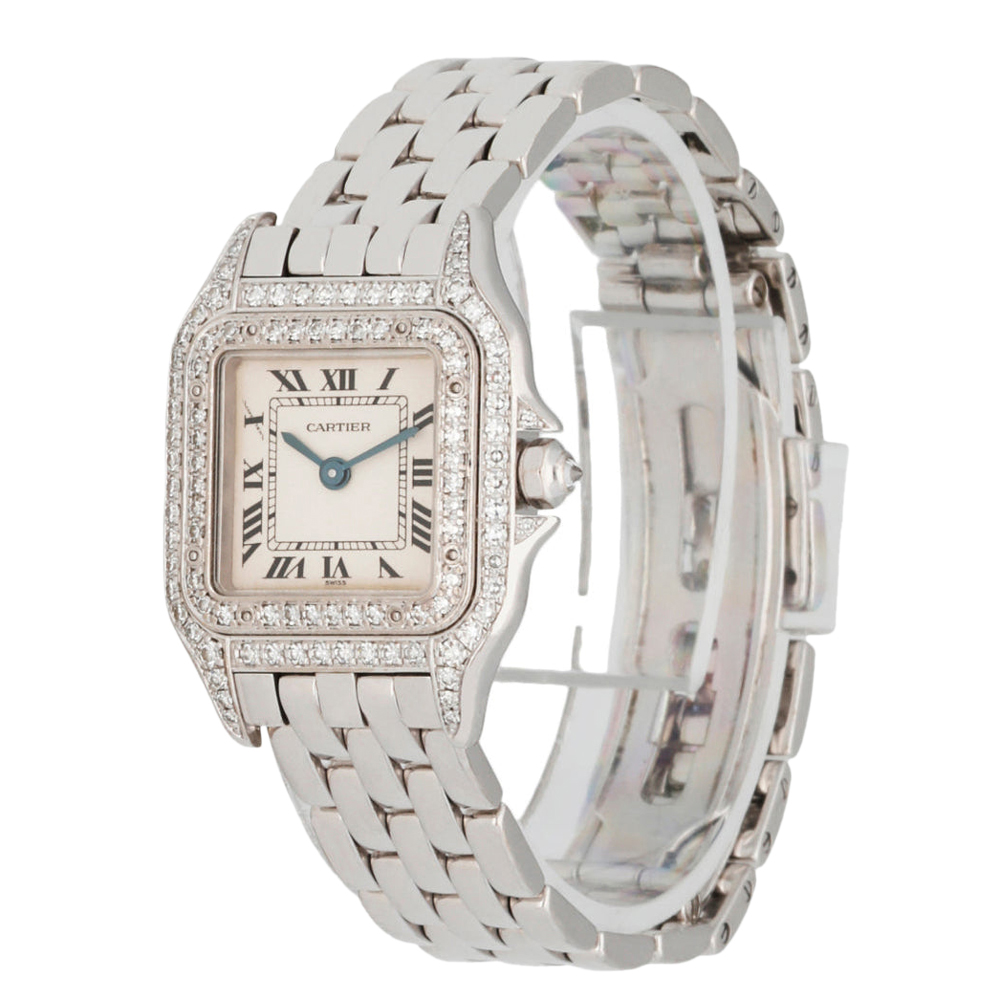 

Cartier Silver Diamonds 18K White Gold 1660 Women's Wristwatch 22 MM