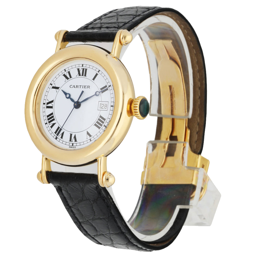 

Cartier Silver 18K Yellow Gold Diabolo 1420 Women's Wristwatch 33 MM