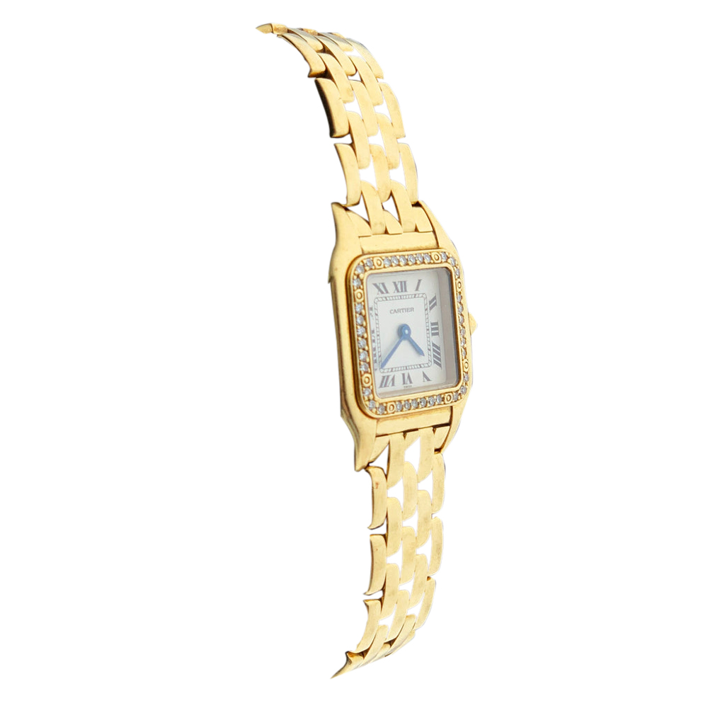 

Cartier Silver Diamonds 18K Yellow Gold Panthere 8057915 Women's Wristwatch 24 MM