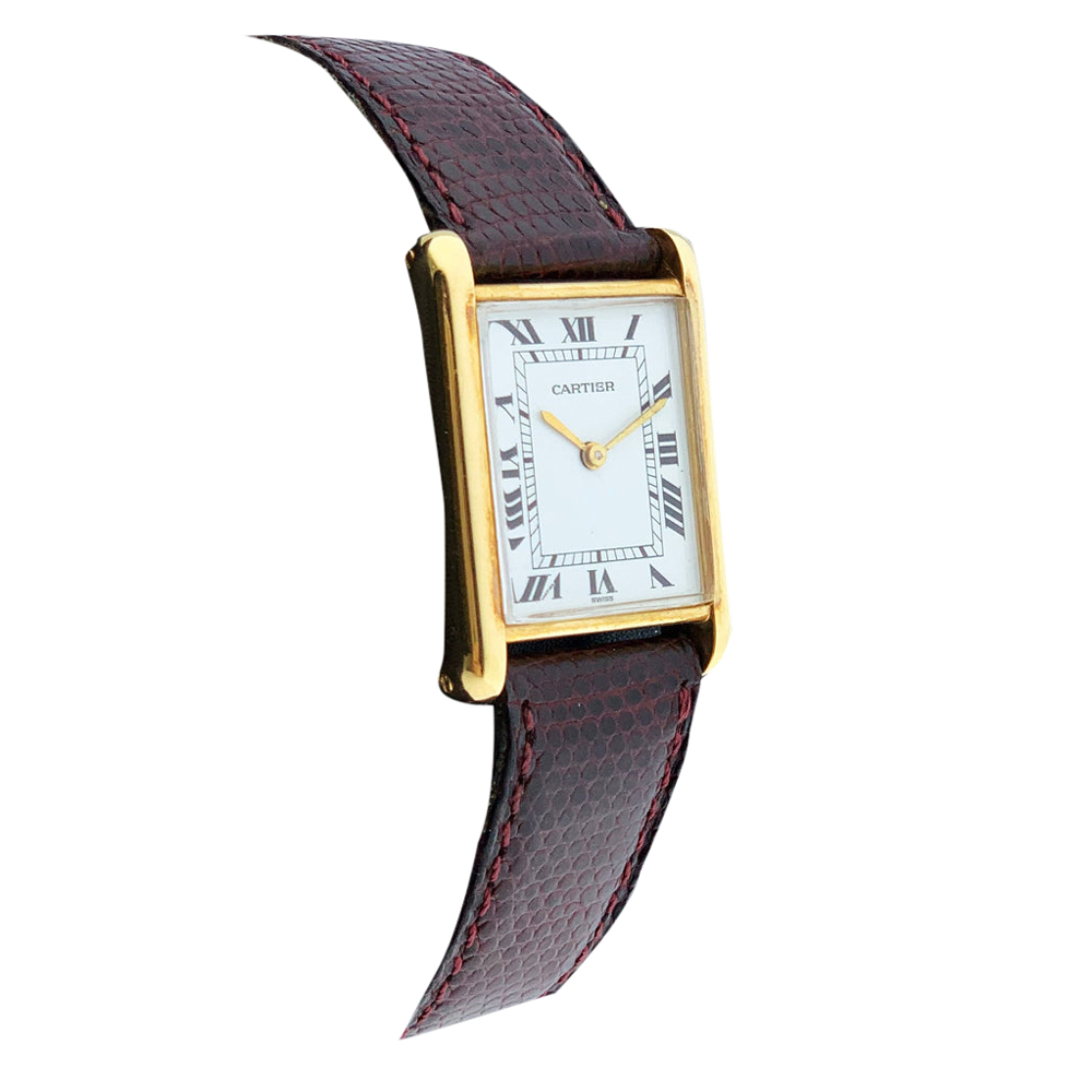 

Cartier Silver 18K Yellow Gold Tank Paris 78086 Women's Wristwatch 24 MM