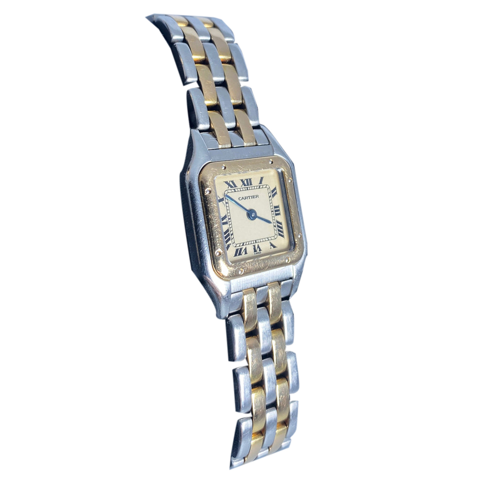 

Cartier Silver 18K Yellow Gold And Stainless Steel Panthere 1057917 Women's Wristwatch 22 MM