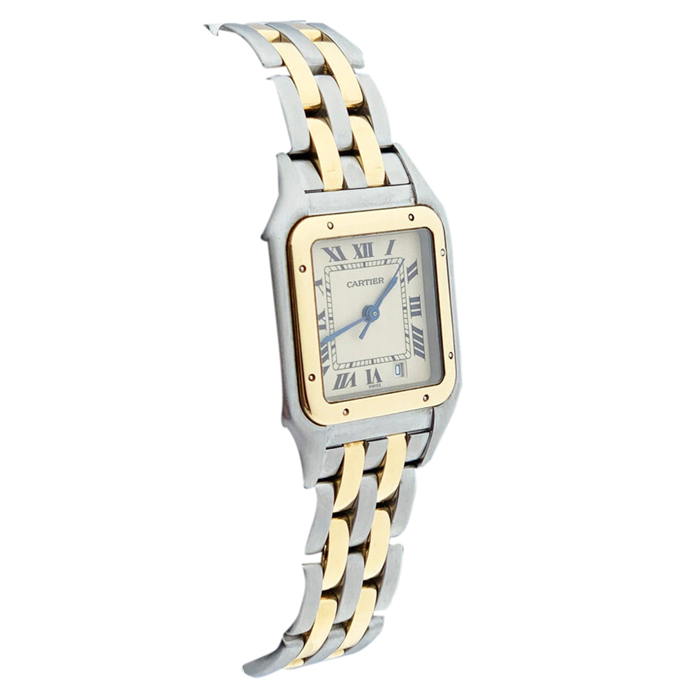 

Cartier Silver 18K Yellow Gold And Stainless Steel Panthere 187949C Women's Wristwatch 27 MM