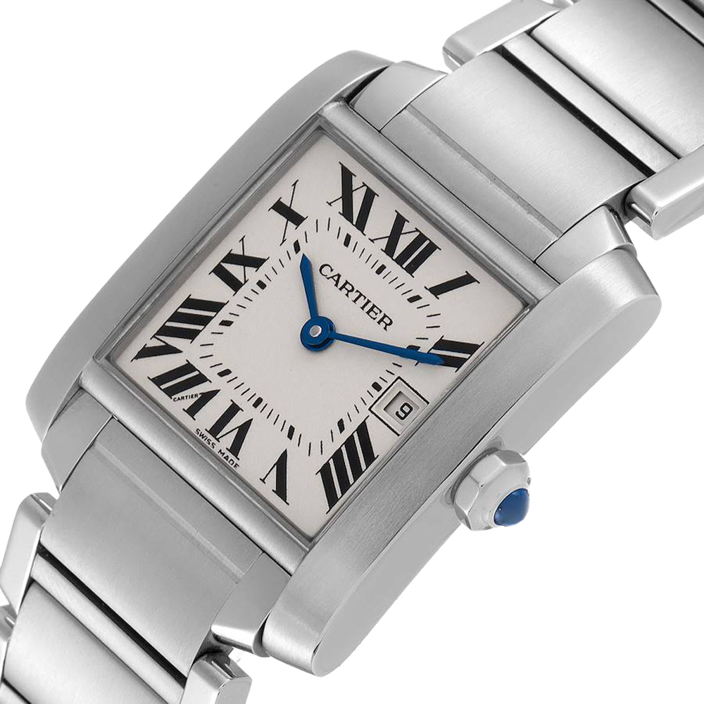 

Cartier Silver Stainless Steel Tank Francaise W51011Q3 Men's Wristwatch