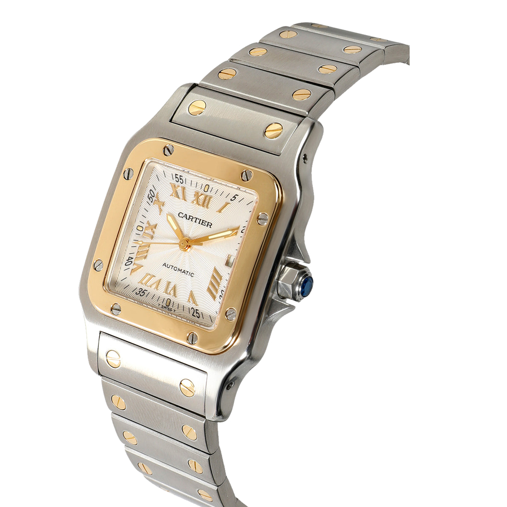 

Cartier Silver 18K Yellow Gold And Stainless Steel Santos Galbee W20041C4 Women's Wristwatch 29 MM