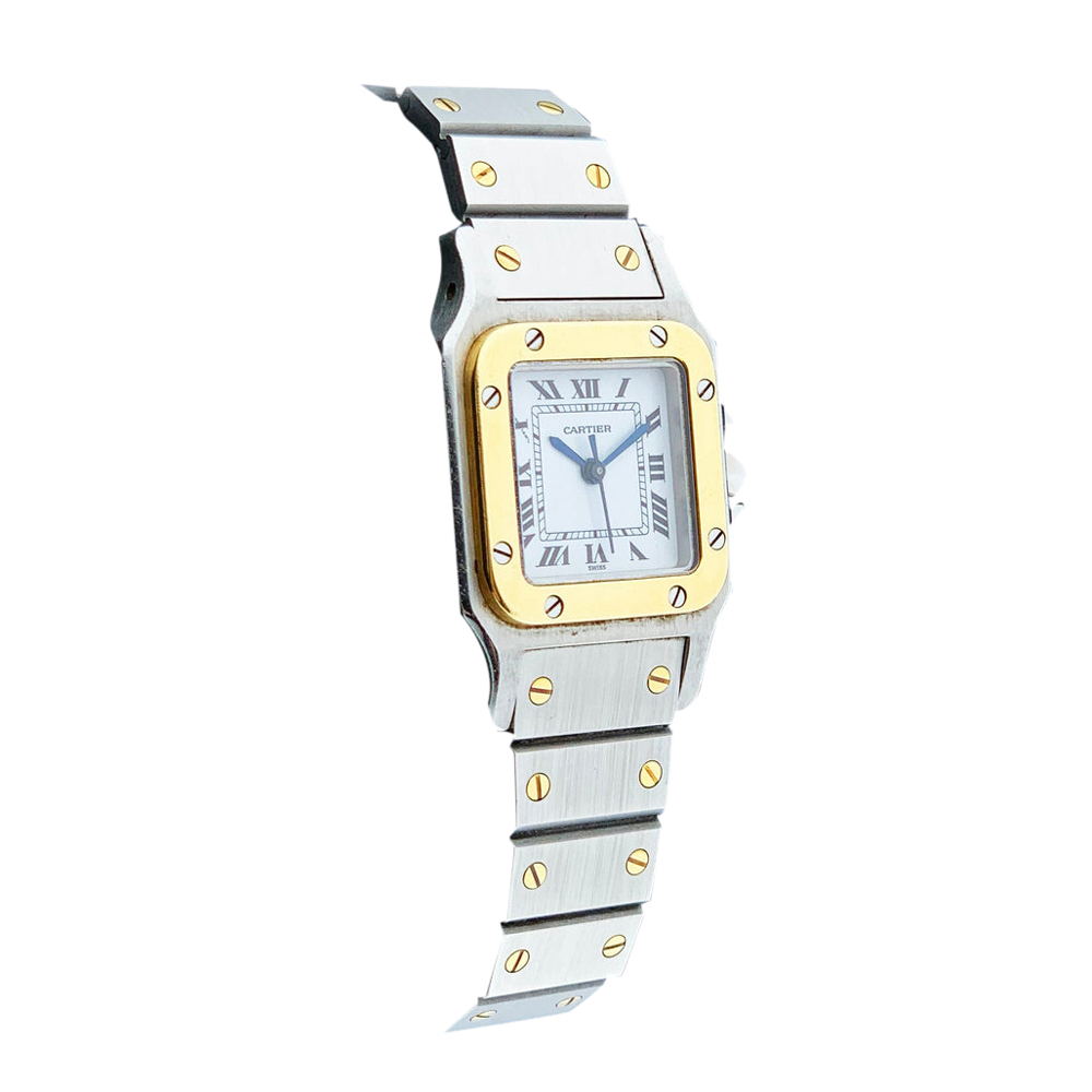 

Cartier White 18K Yellow Gold Santos Stainless Steel Galbee Two-Tone Women's Wristatch