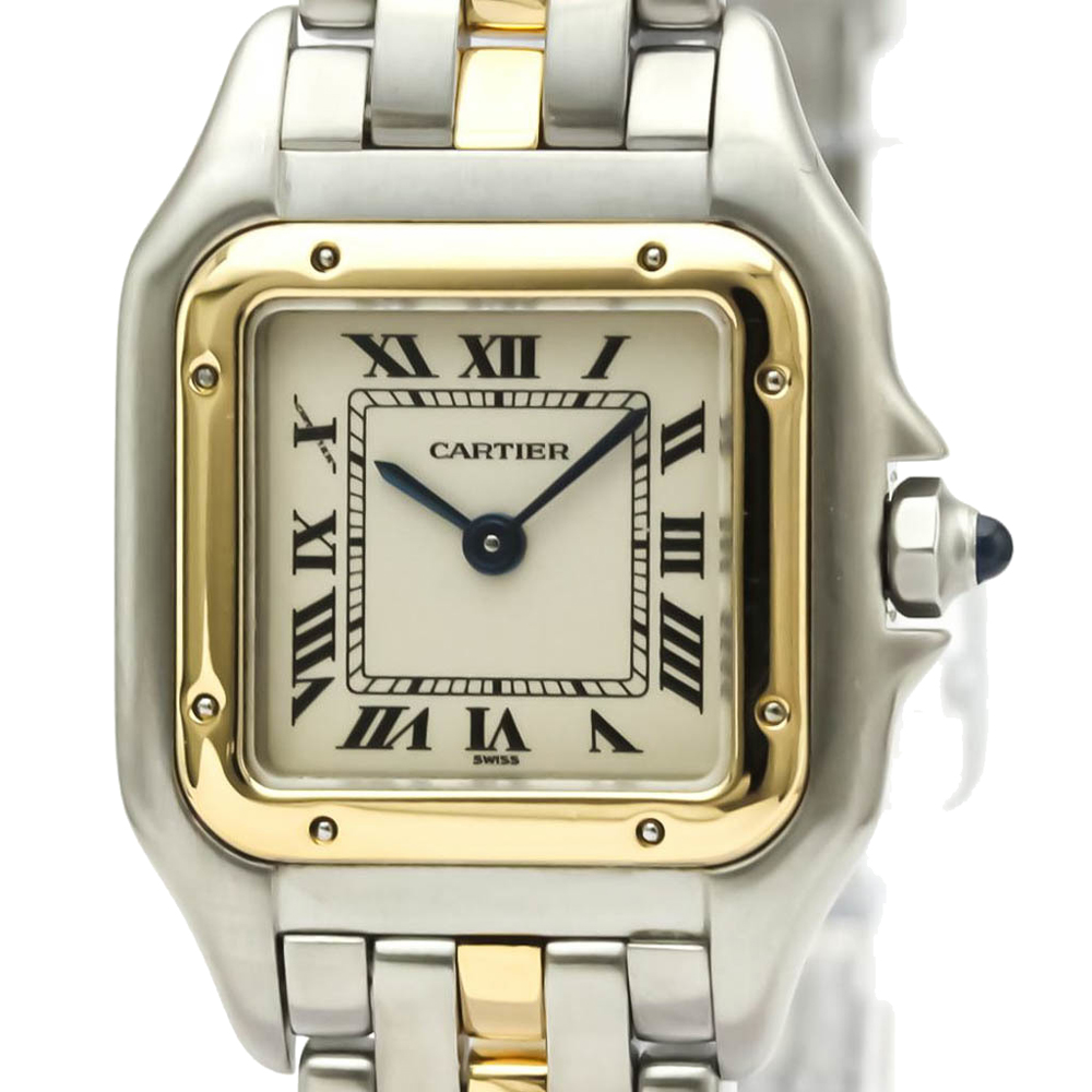 

Cartier Silver 18K Yellow Gold Stainless Steel Panthere De Cartier Women's Wristwatch