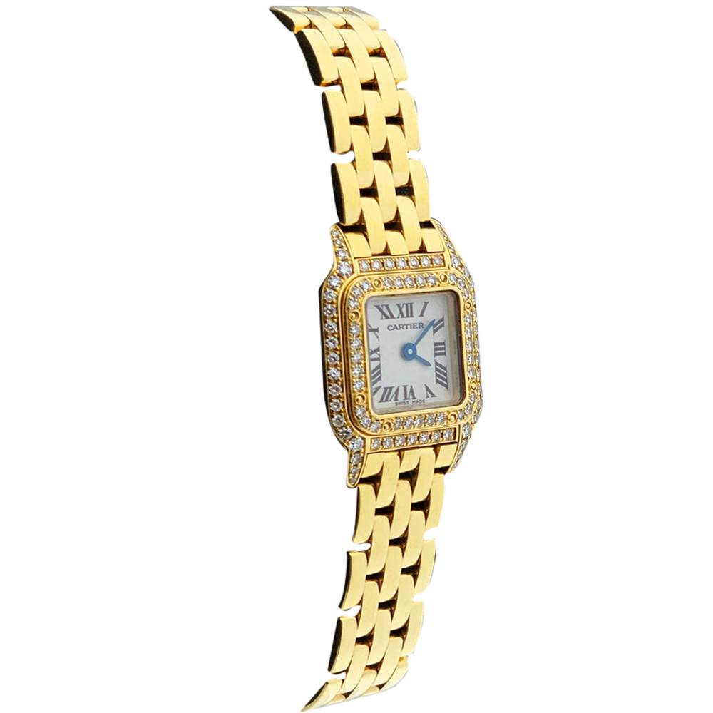 

Cartier White 18K Yellow Gold Diamond Panthere Mini 2360 Women's Wristwatch