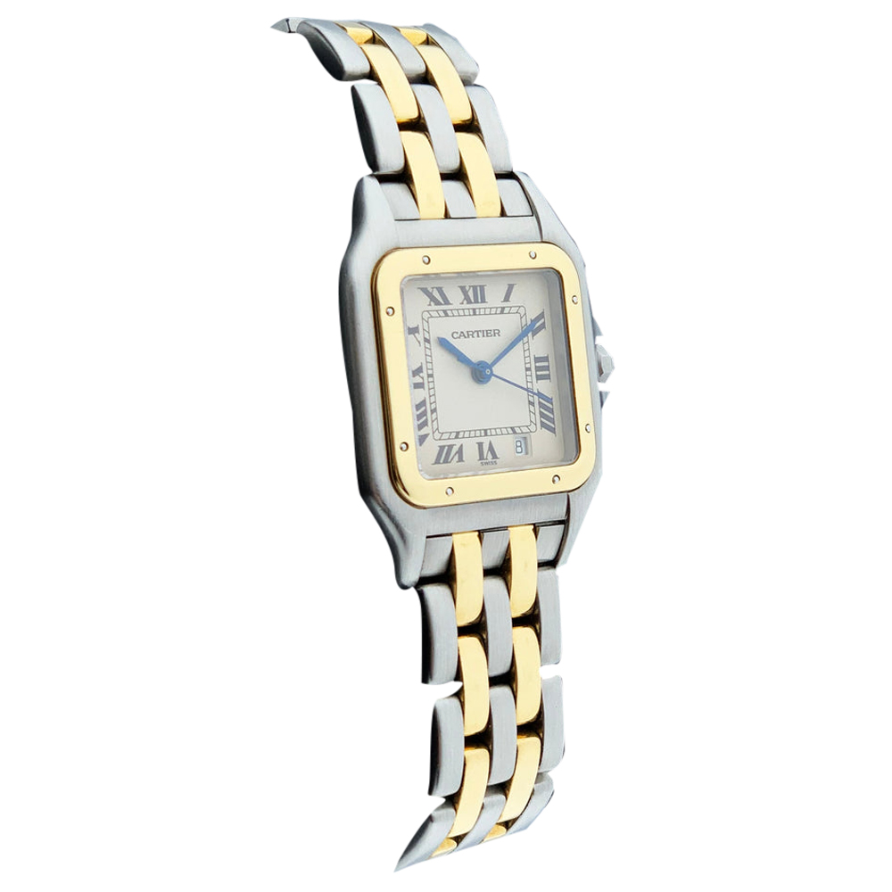 

Cartier Off White 18K Yellow Gold Panthere Two Rows Midsize Women's Wristwatch