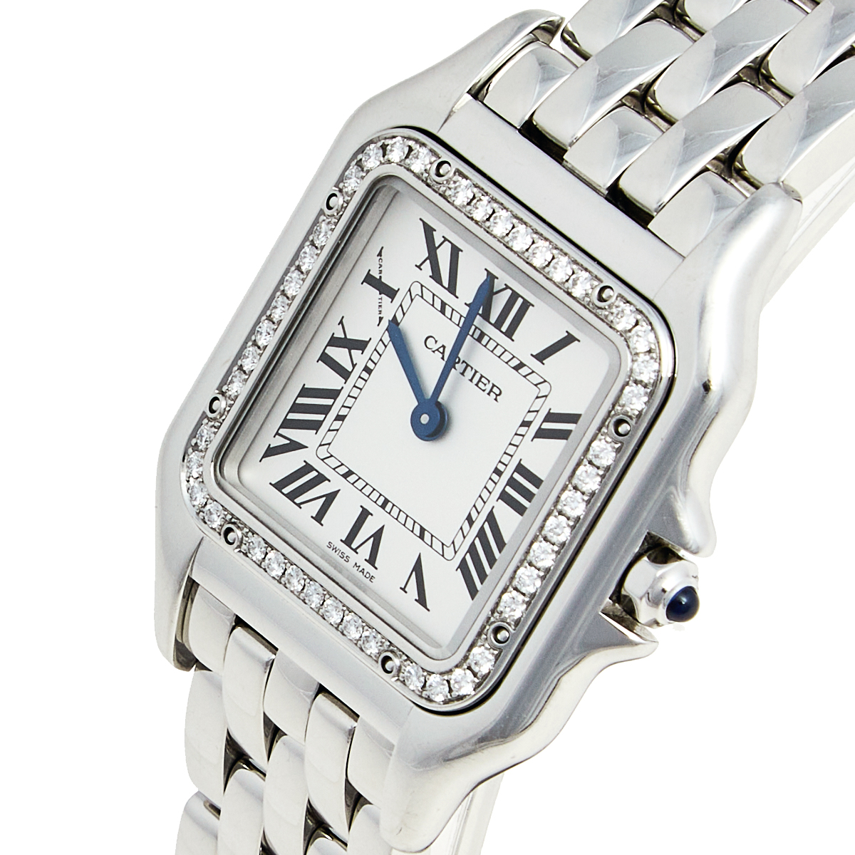 

Cartier Silver Stainless Steel Diamond Panthere W4PN0008 Women's Wristwatch