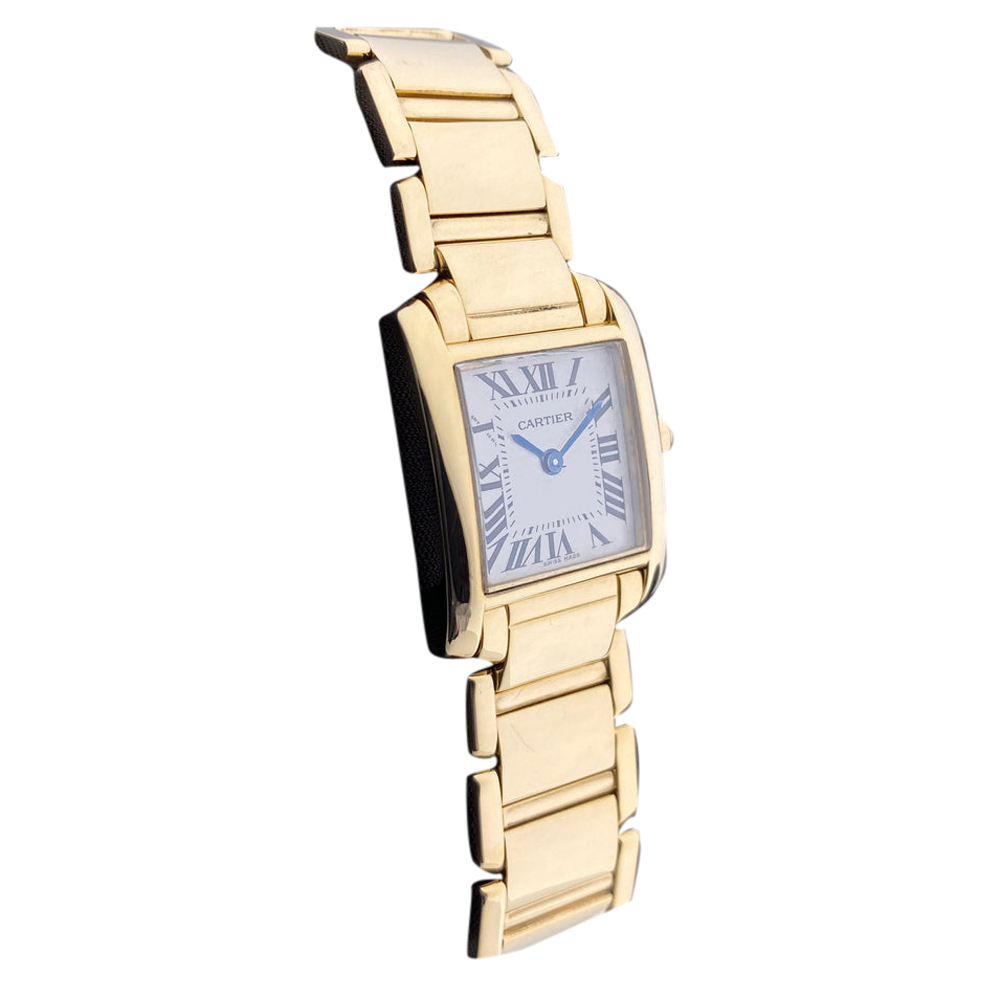 

Cartier Silver 18k Yellow Gold Tank Francaise 2385 Women's Wristwatch 20 MM