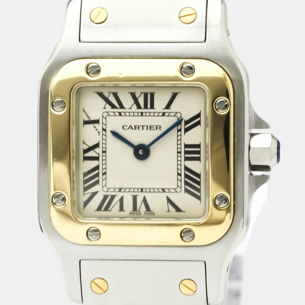 

Cartier Silver 18K Yellow Gold And Stainless Steel Santos Galbee W20012C4 Women's Wristwatch 24 MM