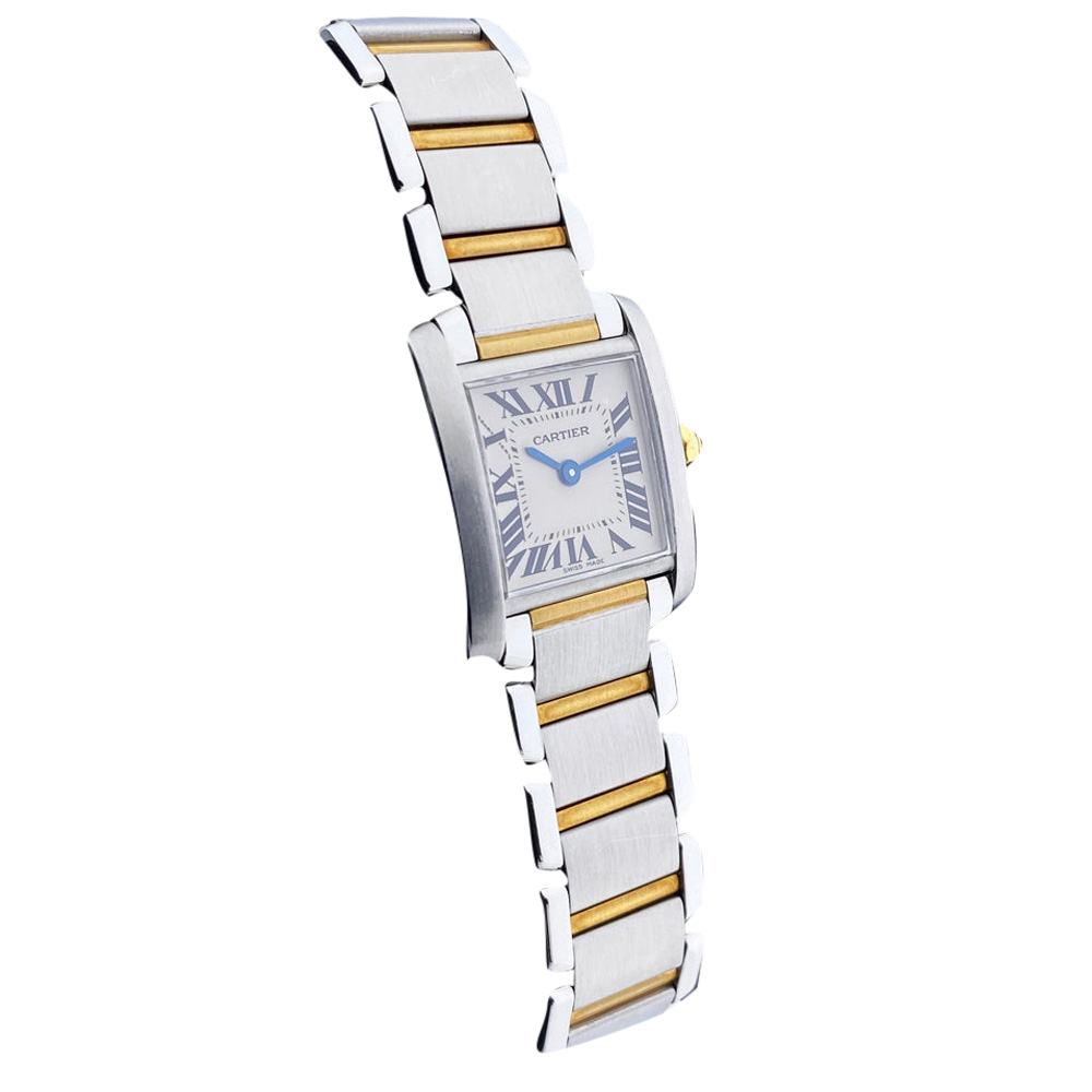 

Cartier Silver 18k Yellow Gold And Stainless Steel Tank Francaise 2300 Women's Wristwatch 20 MM