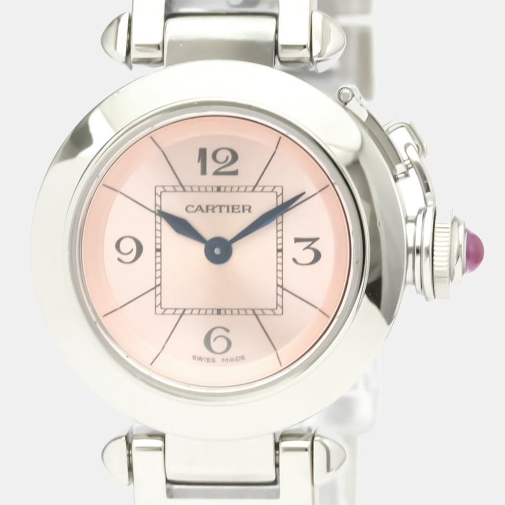 

Cartier Pink Stainless Steel Miss Pasha W3140008 Quartz Women's Wristwatch 27 MM