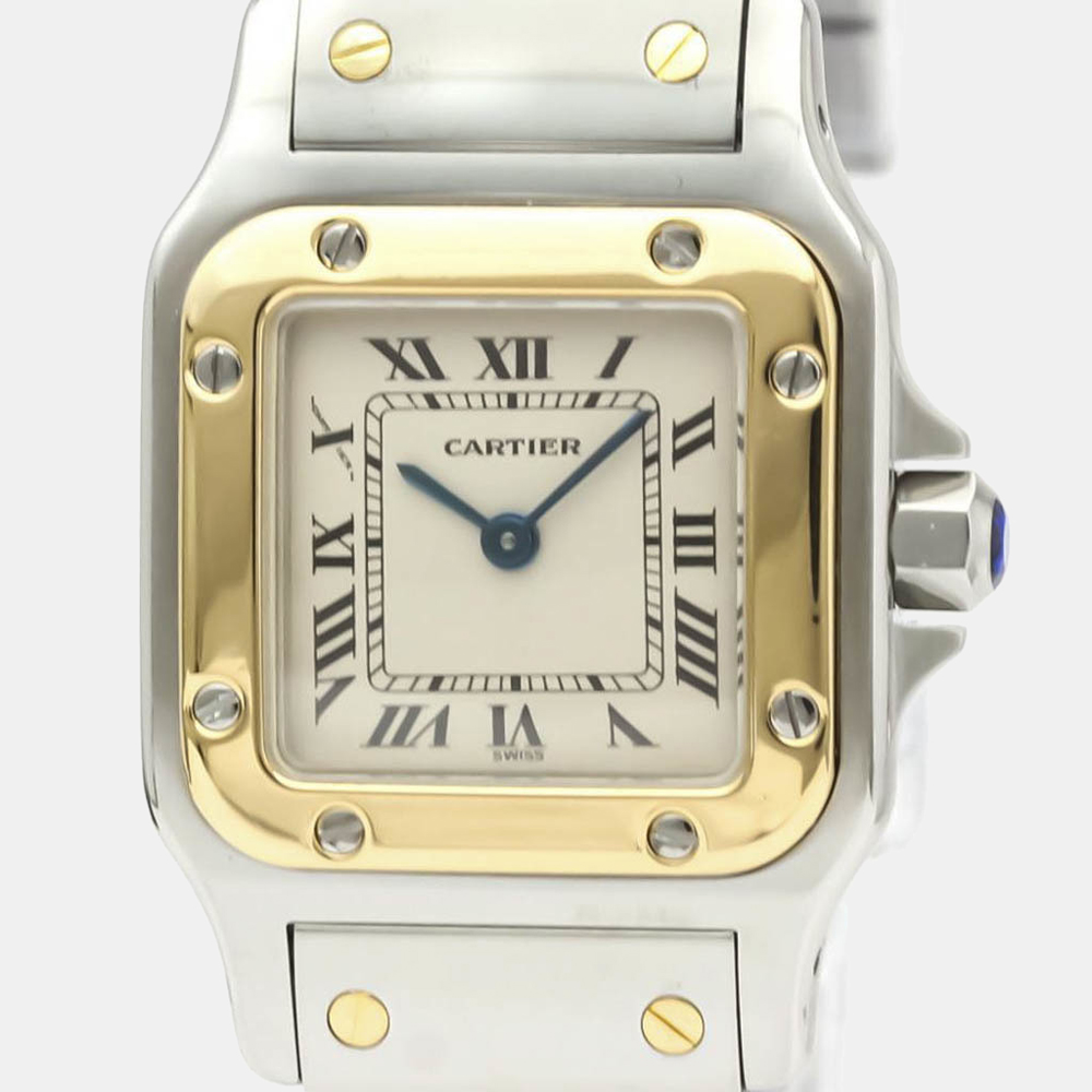 

Cartier Silver 18K Yellow Gold And Stainless Steel Santos Galbee W20012C4 Women's Wristwatch 24 MM