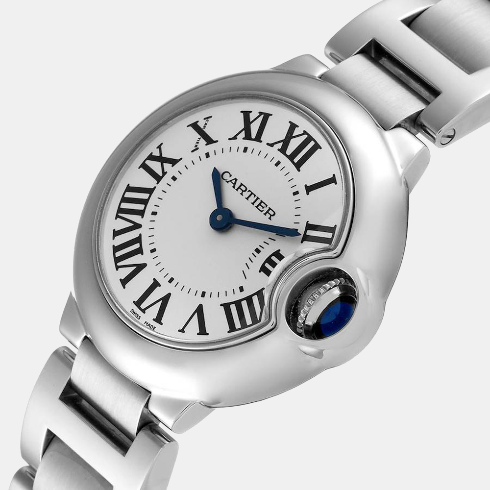 

Cartier Silver Stainless Steel Ballon Blue W69010Z4 Quartz Women's Wristwatch 29 MM
