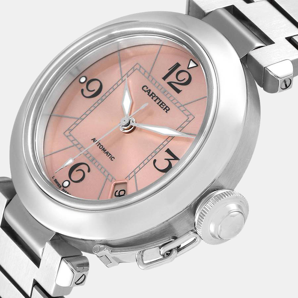 

Cartier Pink Stainless Steel Pasha C Automatic W31075M7 Women's Wristwatch 35 MM