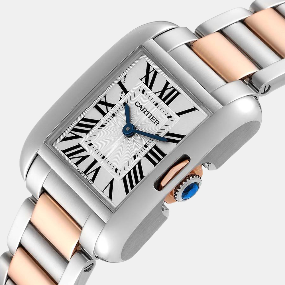 

Cartier Silver Rose Gold And Stainless Steel Tank Anglaise W5310019 Women's Wristwatch
