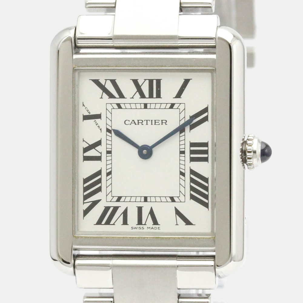

Cartier Silver Stainless Steel Tank Solo SM Quartz W5200013 Women's Wristwatch 24 MM