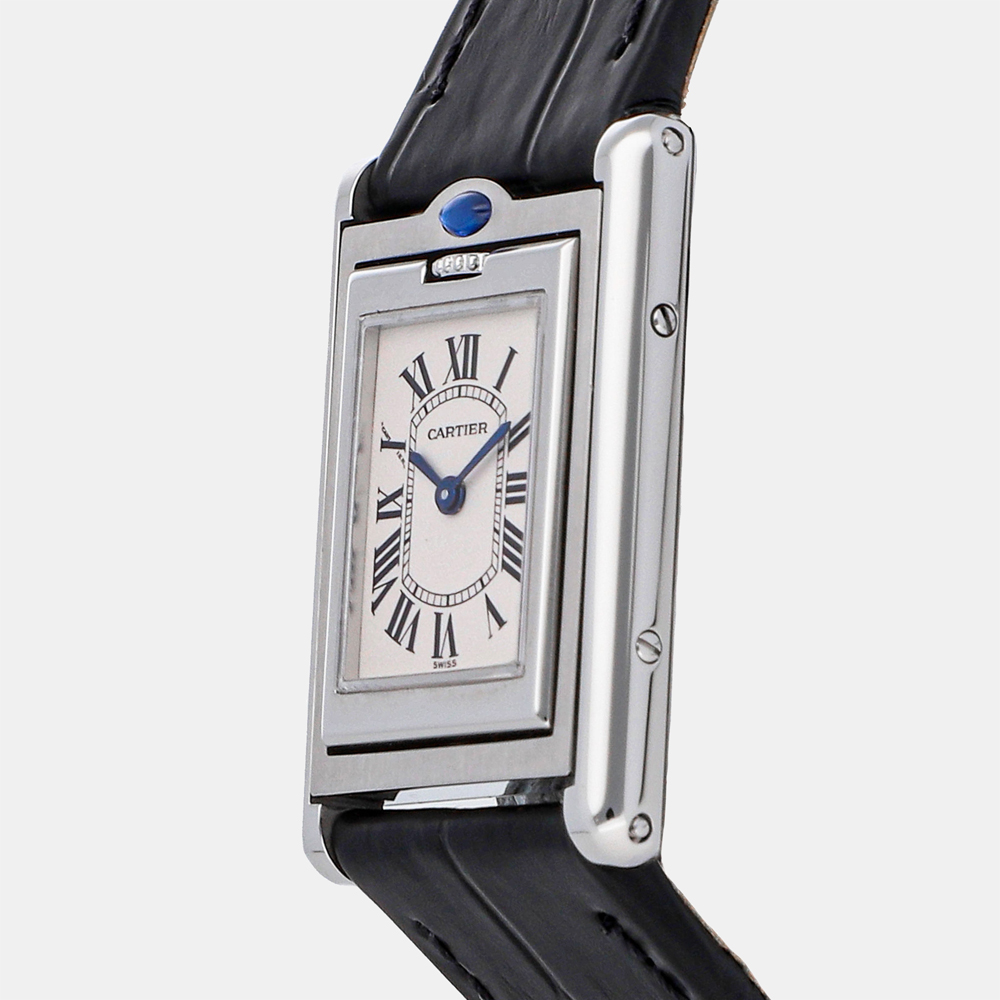 

Cartier Silver Stainless Steel Tank Basculante W1011158 Women's Wristwatch