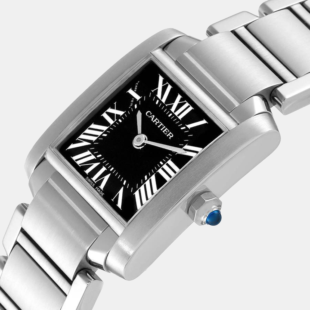

Cartier Black Stainless Steel Tank Francaise W51026Q3 Women's Wristwatch