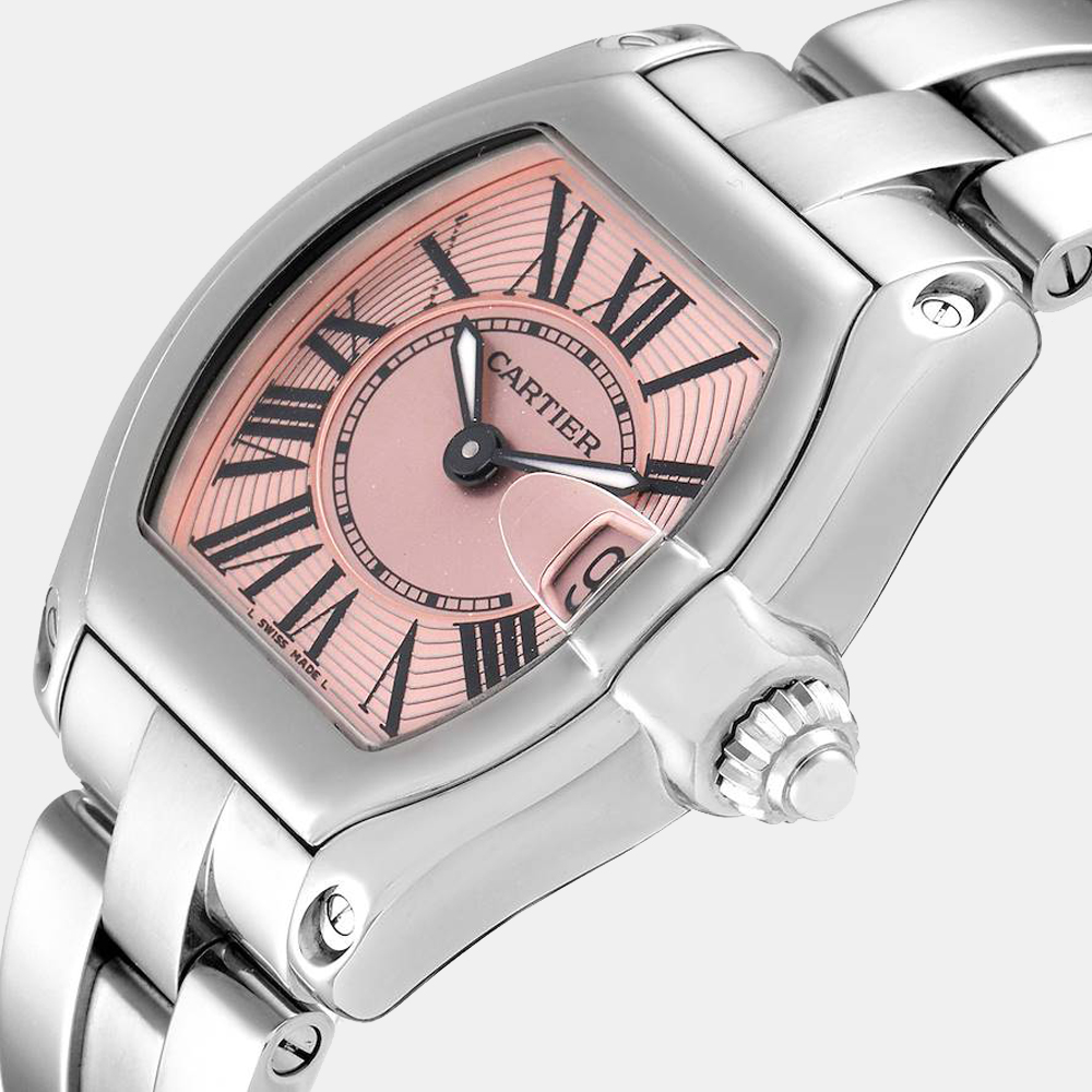 

Cartier Pink Stainless Steel Roadster W62017V3 Women's Wristwatch