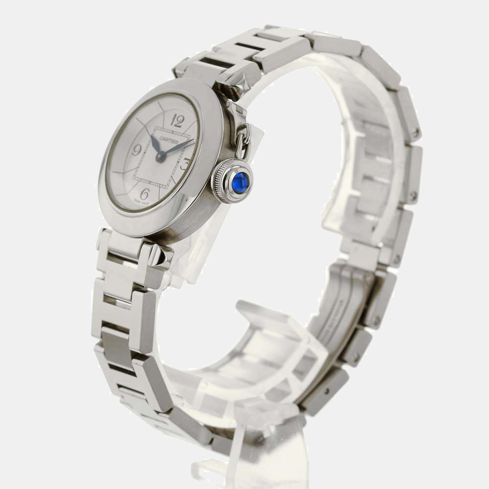 

Cartier Silver Stainless Steel Miss Pasha W3140007 Quartz Women's Wristwatch 27 MM