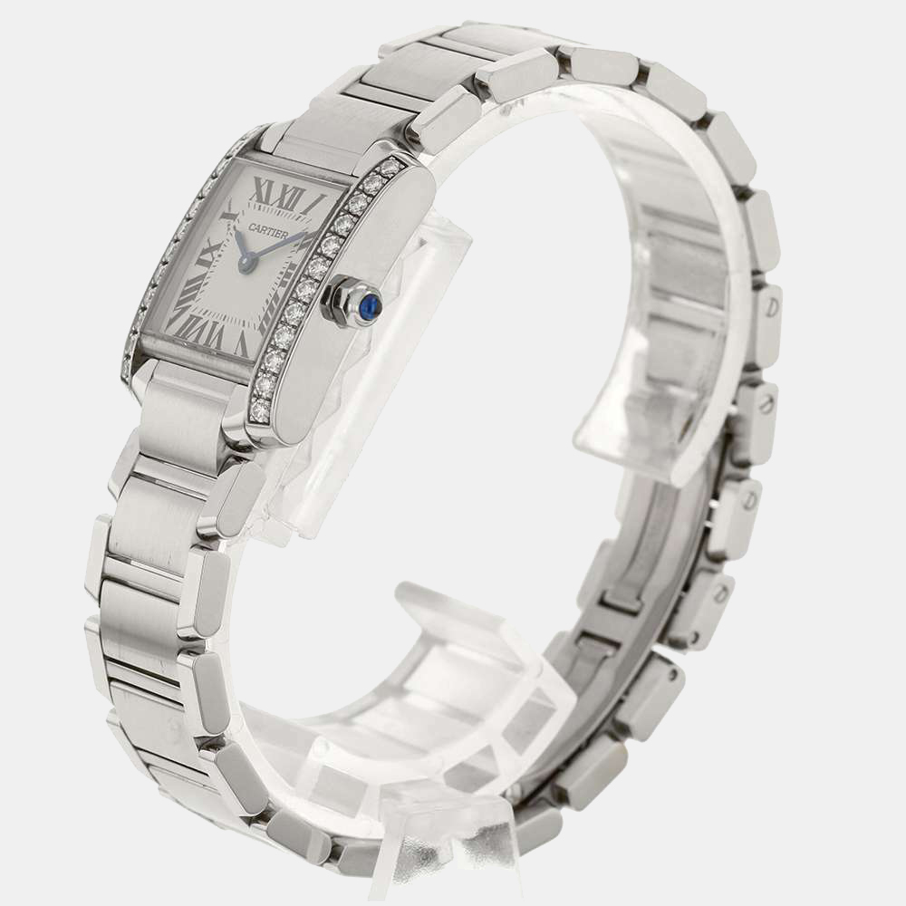 

Cartier Silver Diamonds Stainless Steel Tank Francaise W4TA0008 Quartz Women's Wristwatch 20 MM