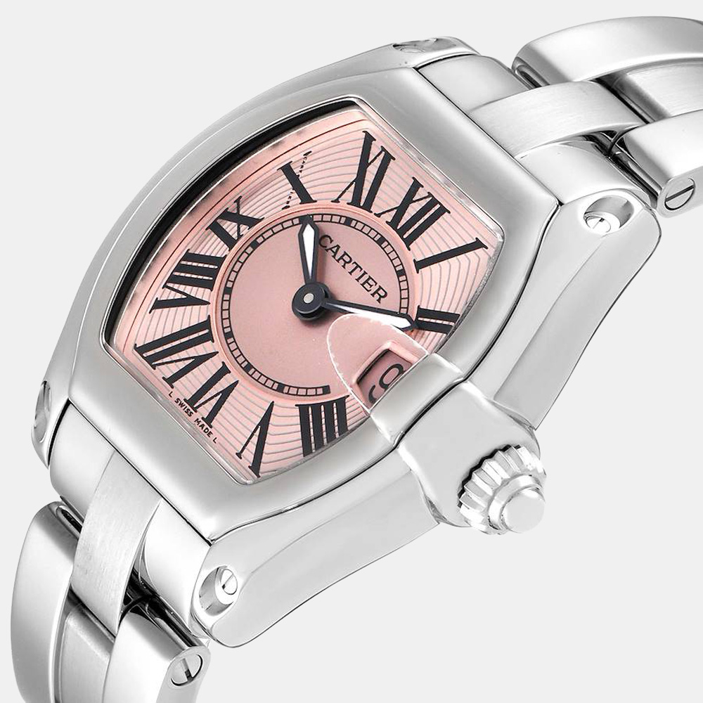 

Cartier Pink Stainless Steel Roadster W62017V3 Women's Wristwatch