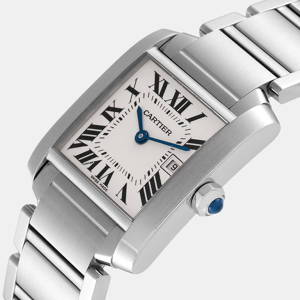 

Cartier Silver Stainless Steel Tank Francaise W51011Q3 Women's Wristwatch 25 x 30 mm