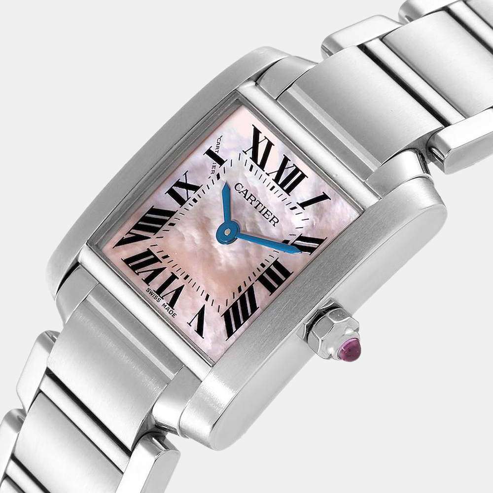 

Cartier Pink MOP Stainless Steel Tank Francaise W51028Q3 Women's Wristwatch 20 x 25 mm