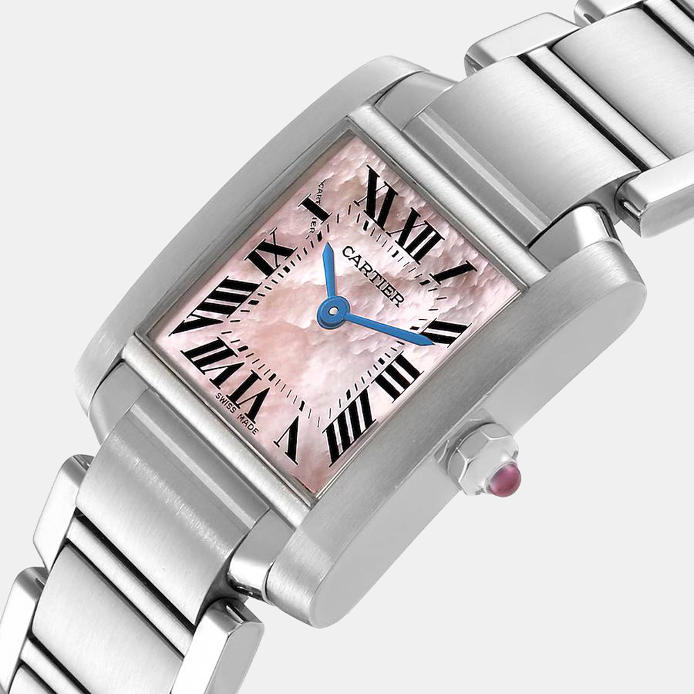

Cartier Pink MOP Stainless Steel Tank Francaise W51028Q3 Women's Wristwatch 20 mm, Silver