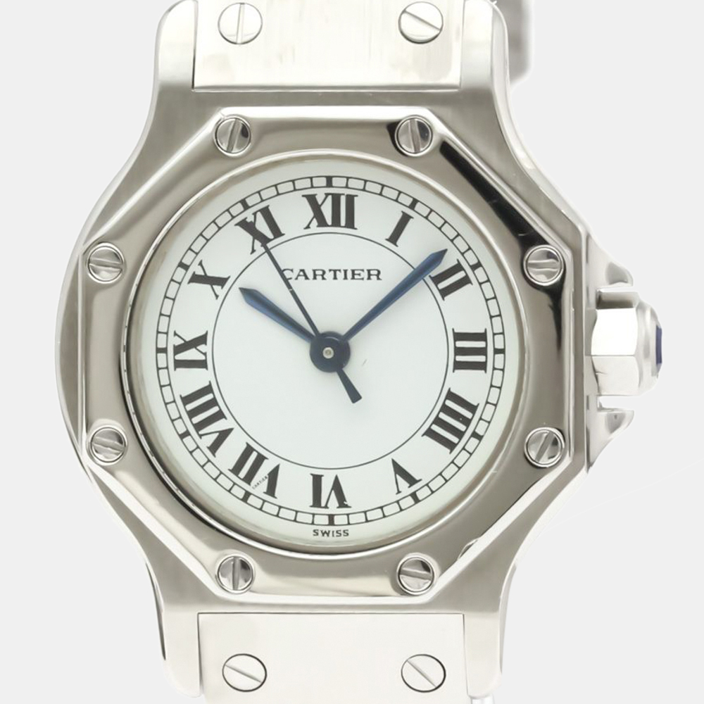 

Cartier Silver Stainless Steel Santos Octagon Women's Wristwatch 24 MM