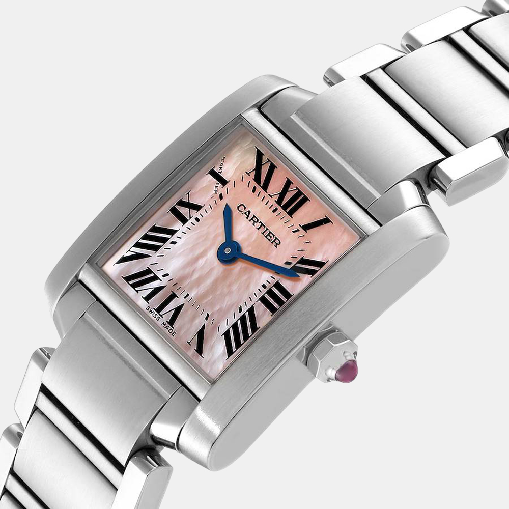 

Cartier Pink MOP Stainless Steel Tank Francaise W51028Q3 Women's Wristwatch 20 mm