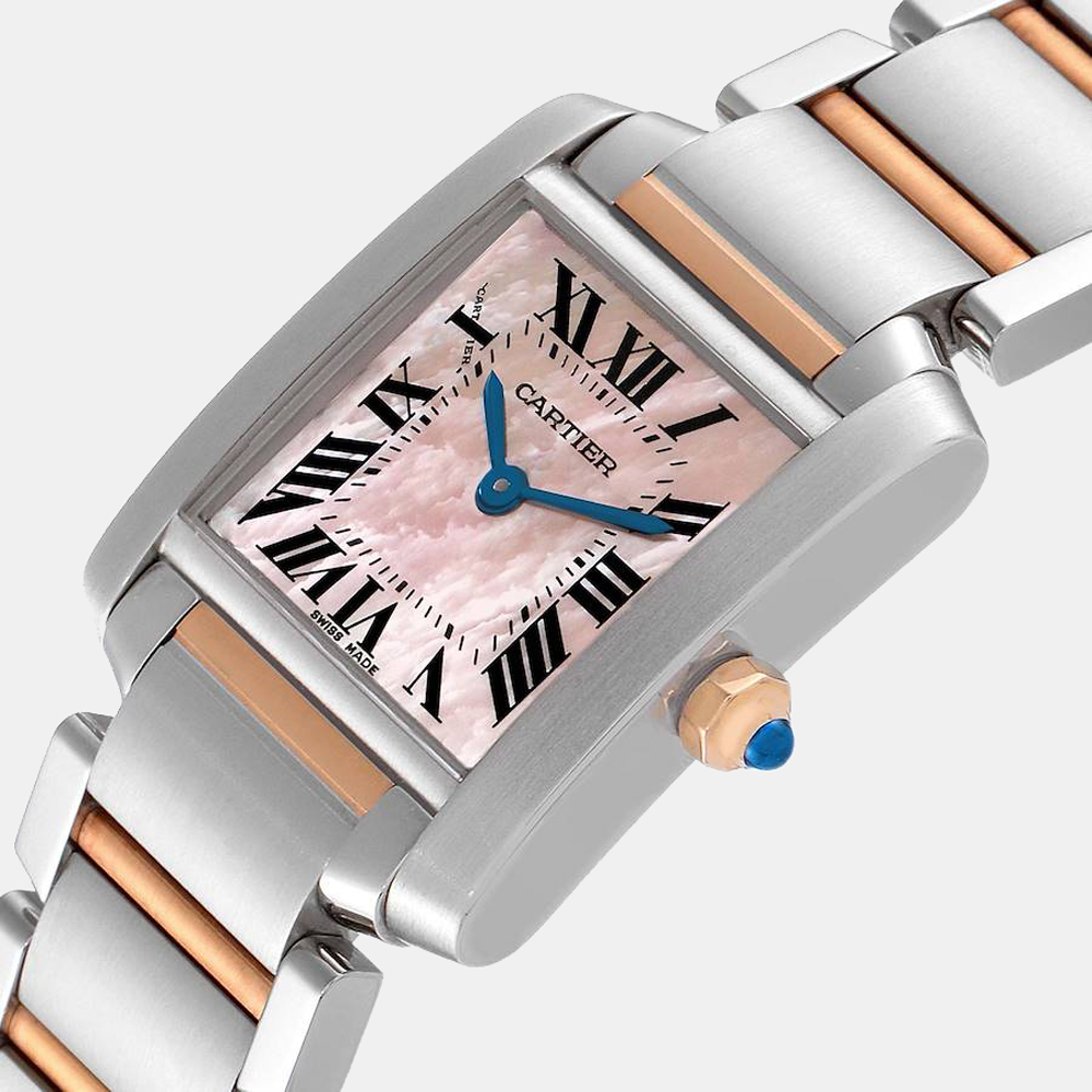 

Cartier MOP 18K Rose Gold And Stainless Steel Tank Francaise W51027Q4 Women's Wristwatch 20 mm, Pink