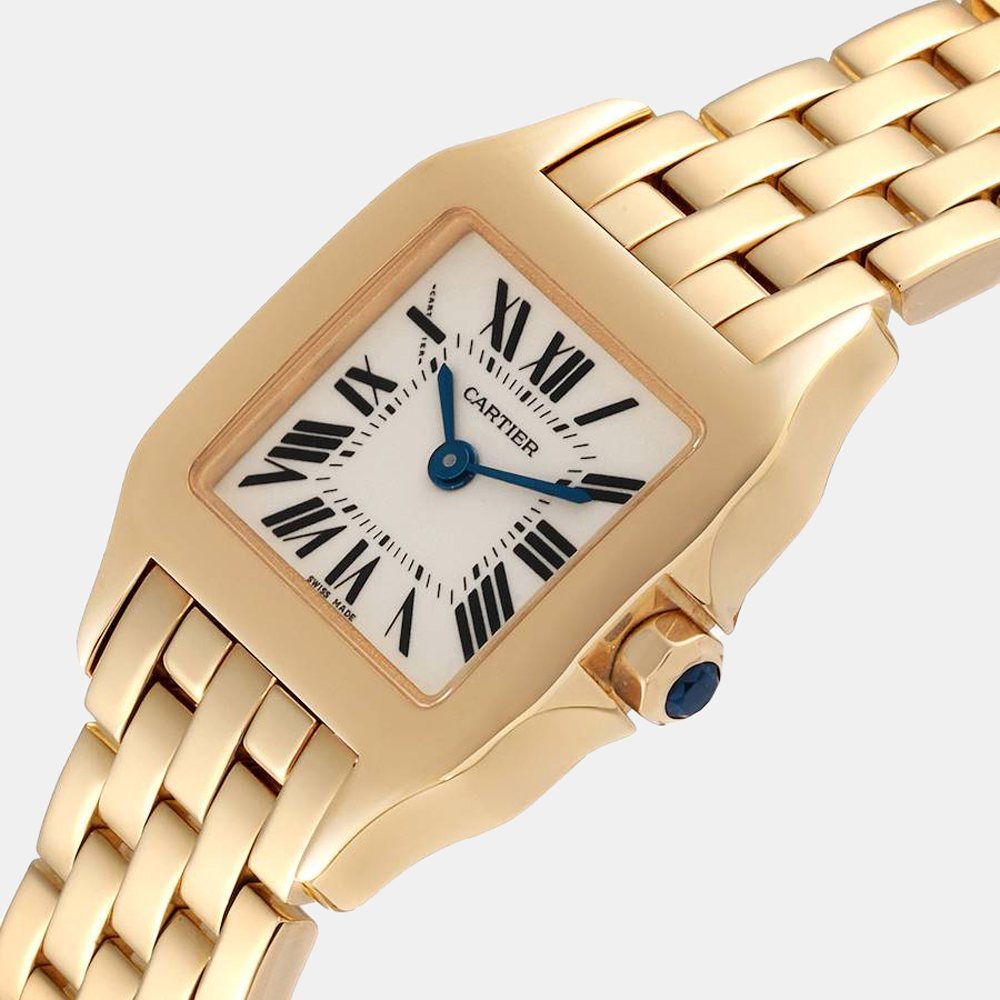

Cartier Silver 18k Yellow Gold Santos Demoiselle W25063X9 Women's Wristwatch 24 mm
