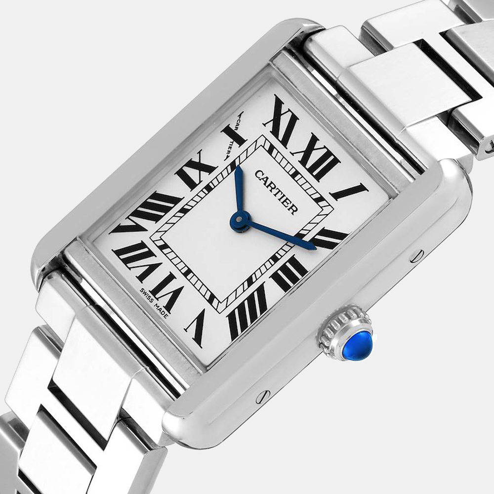 

Cartier Silver Stainless Steel Tank Solo W5200013 Women's Wristwatch 24 mm