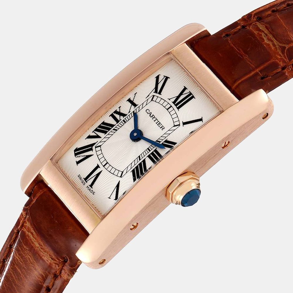 

Cartier Silver 18K Rose Gold And Stainless Steel Tank Americaine W2607456 Women's Wristwatch 19 mm