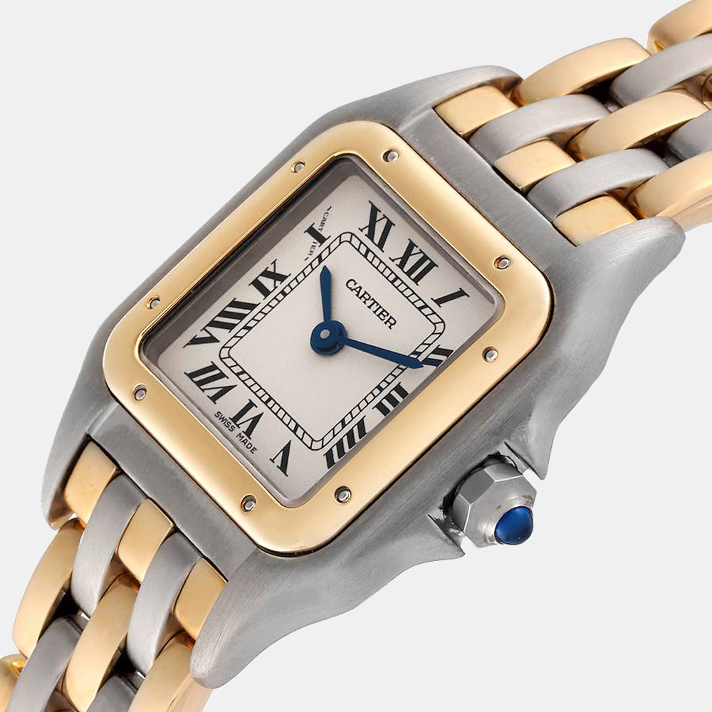 

Cartier Silver 18K Yellow Gold And Stainless Steel Panthere 166921 Women's Wristwatch 22 mm