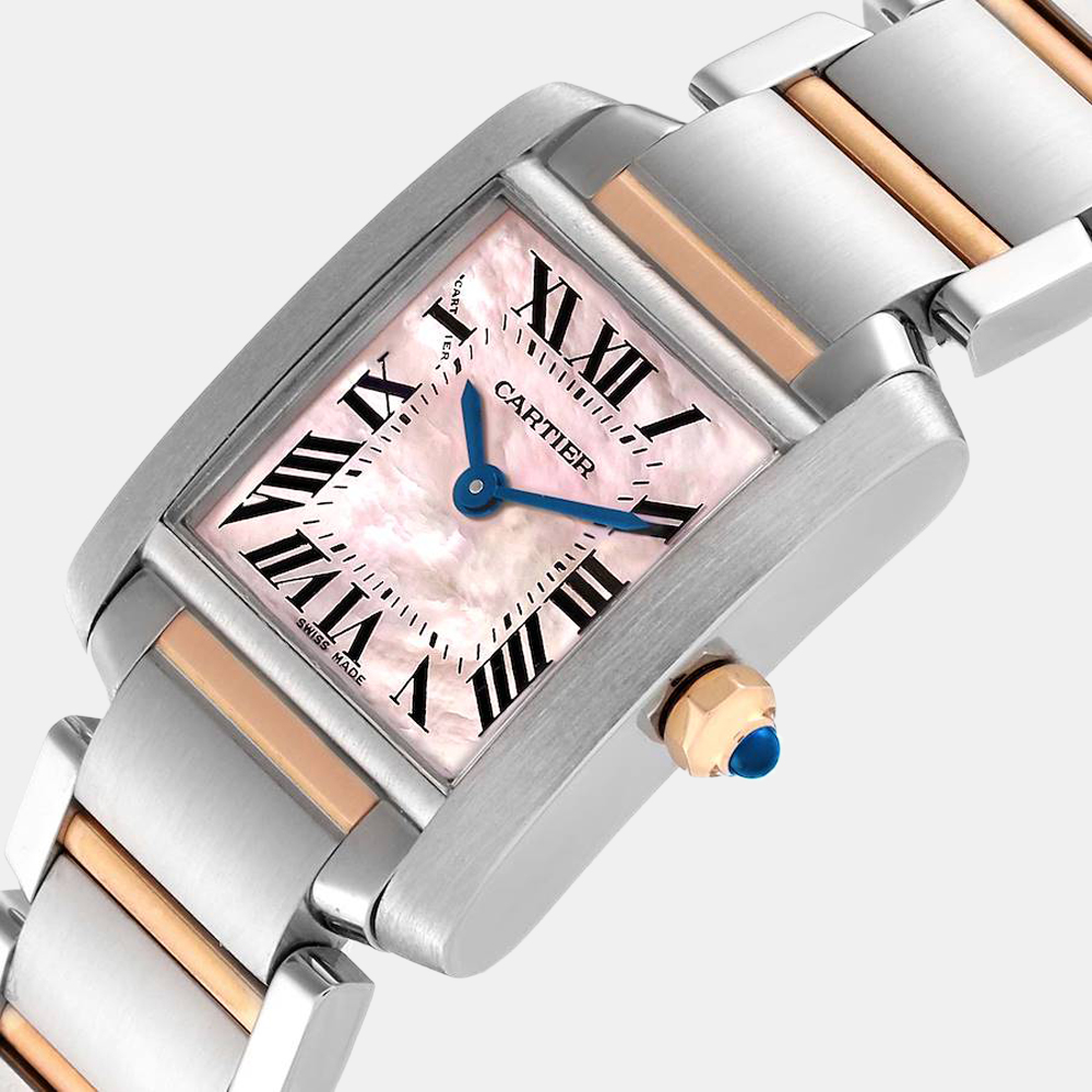

Cartier MOP 18K Rose Gold And Stainless Steel Tank Francaise W51027Q4 Women's Wristwatch 20 mm, Pink
