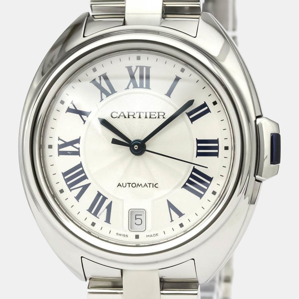 

Cartier Silver Stainless Steel Cle De Cartier Automatic Wscl0006 Women's Wristwatch 35 mm