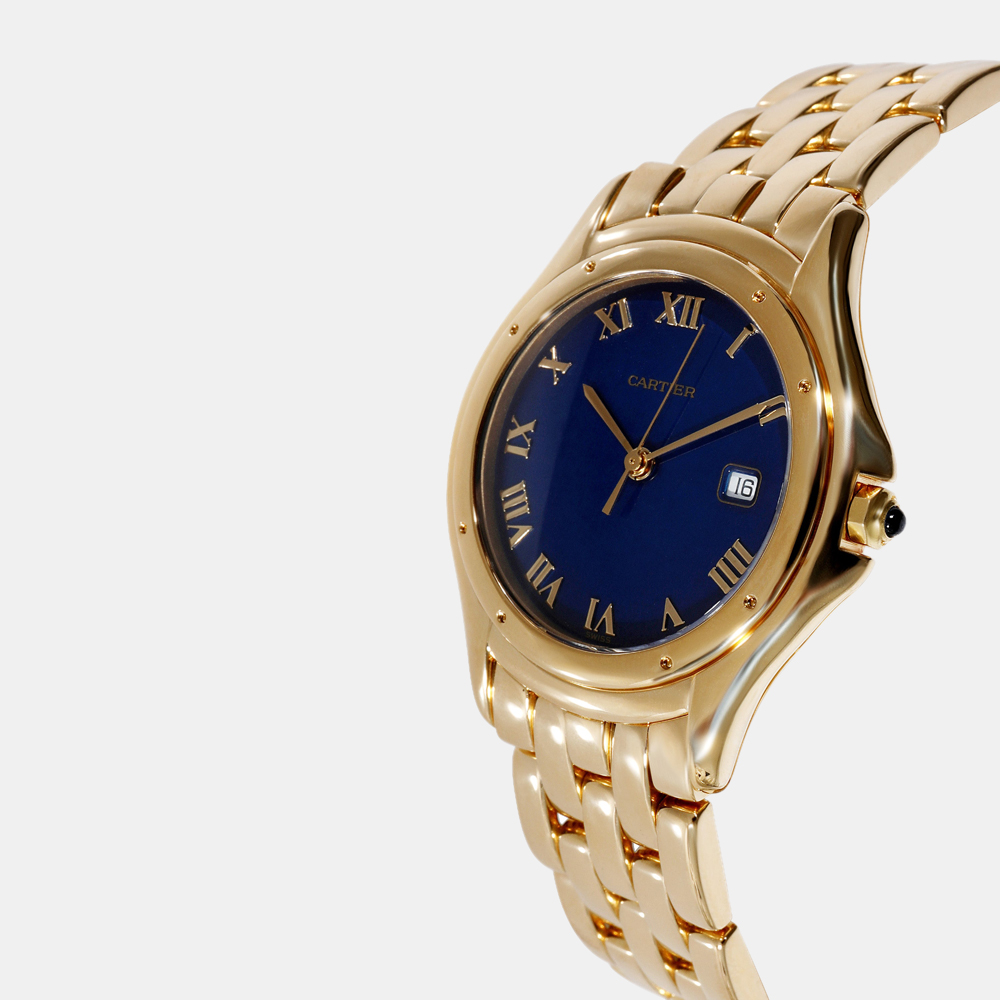 

Cartier Blue 18K Yellow Gold Cougar 887904 Women's Wristwatch 32.5 mm