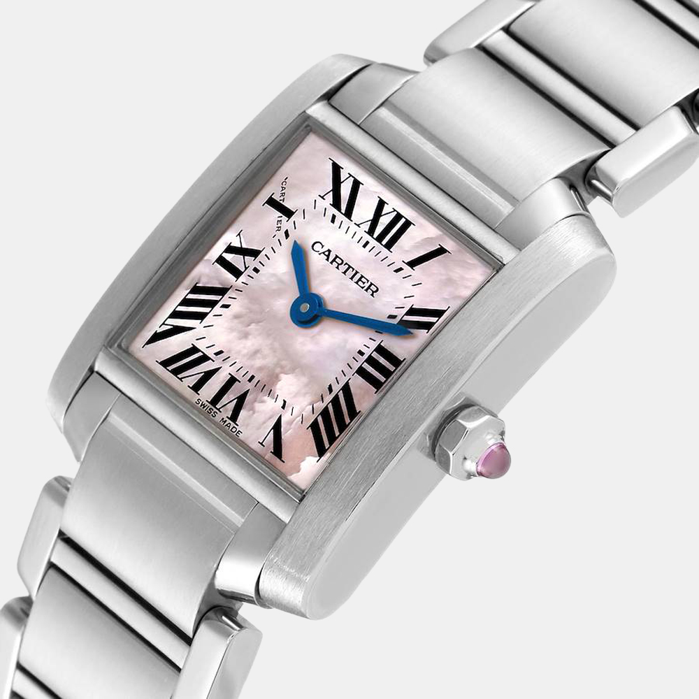 

Cartier Pink MOP Stainless Steel Tank Francaise W51028Q3 Women's Wristwatch 20 mm